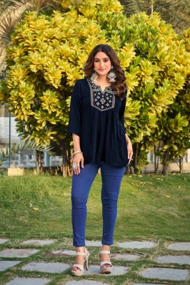 Tips And Tops Sana Vol 4 Embroidery work Fancy Short Tops collection  western wear catalogs
