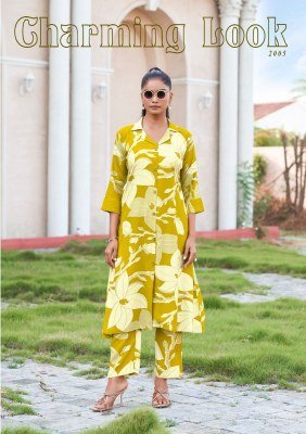 Tips And Tops Trendy Touch Vol 02 Reyon Print A Line Co-ord Set Collection with Collar And Pocket  Wholesale co ord set catalogs