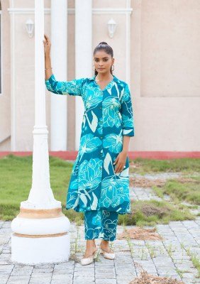 Tips And Tops Trendy Touch Vol 02 Reyon Print A Line Co-ord Set Collection with Collar And Pocket  Wholesale co ord set catalogs