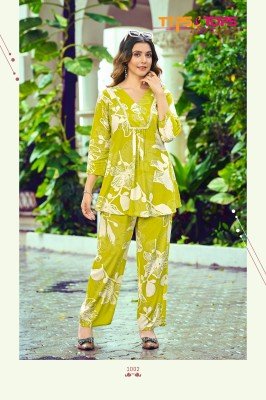 Tips And Tops Viona Vol 03  Elegant Heavy Rayon Printed Co ord Set with Lace And Stitch Work Wholesale co ord set catalogs