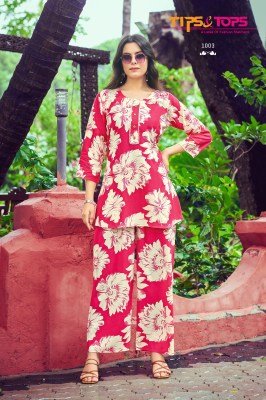 Tips And Tops Viona Vol 03  Elegant Heavy Rayon Printed Co ord Set with Lace And Stitch Work Wholesale co ord set catalogs