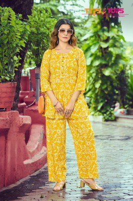 Tips And Tops Viona Vol 03  Elegant Heavy Rayon Printed Co ord Set with Lace And Stitch Work Wholesale co ord set catalogs