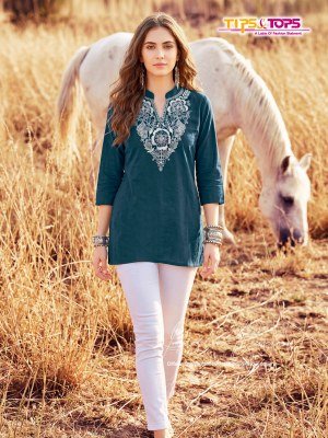 Tips & Tops Cotton Candy Vol 02 Heavy Cotton Embroidered Short Kurti (M–XXL) kurtis catalogs