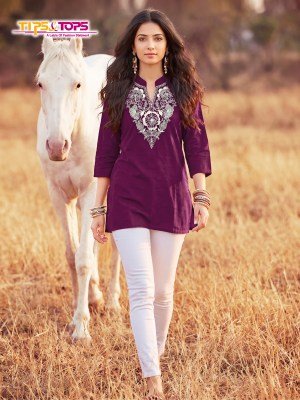Tips & Tops Cotton Candy Vol 02 Heavy Cotton Embroidered Short Kurti (M–XXL) kurtis catalogs