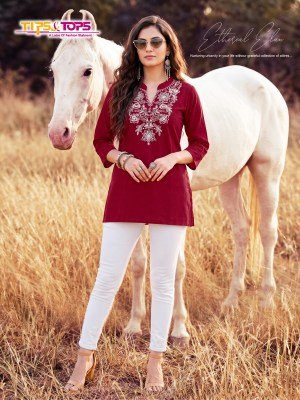 Tips & Tops Cotton Candy Vol 02 Heavy Cotton Embroidered Short Kurti (M–XXL) kurtis catalogs