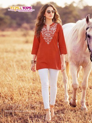 Tips & Tops Cotton Candy Vol 02 Heavy Cotton Embroidered Short Kurti (M–XXL) kurtis catalogs