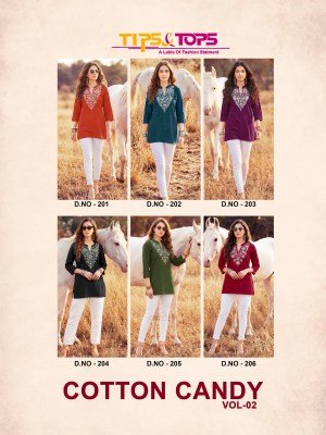 Tips & Tops Cotton Candy Vol 02 Heavy Cotton Embroidered Short Kurti (M–XXL) kurtis catalogs
