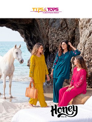 Tips & Tops Honey Rayon 18KG Embroidered Co-Ord Set with Pocket 