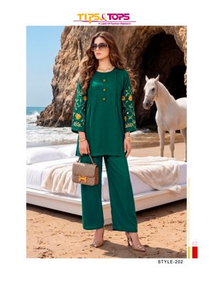 Tips & Tops Honey Rayon 18KG Embroidered Co-Ord Set with Pocket co ord set catalogs