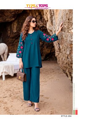 Tips & Tops Honey Rayon 18KG Embroidered Co-Ord Set with Pocket co ord set catalogs