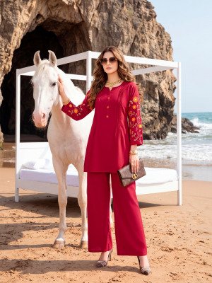 Tips & Tops Honey Rayon 18KG Embroidered Co-Ord Set with Pocket co ord set catalogs