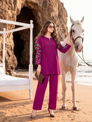 Tips & Tops Honey Rayon 18KG Embroidered Co-Ord Set with Pocket co ord set catalogs