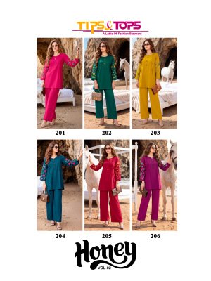 Tips & Tops Honey Rayon 18KG Embroidered Co-Ord Set with Pocket co ord set catalogs