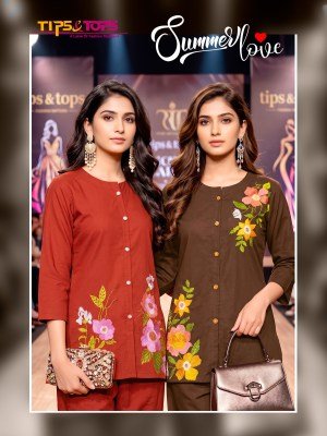 Tips & Tops Summer Love Premium Cotton Co-Ord Set with Embroidery (M–3XL) wholesale catalogs