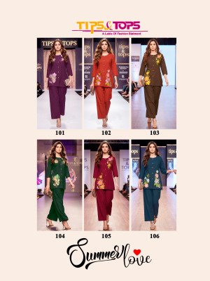 Tips & Tops Summer Love Premium Cotton Co-Ord Set with Embroidery (M–3XL) co ord set catalogs