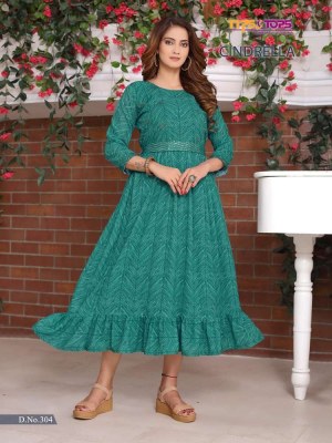 Tips and Tops Cindrella vol 3 Fancy Georgette Gowns stylish wholesale Kurti catalogue  kurtis catalogs
