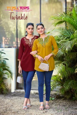 Tips and Tops Twinkle Heavy Rayon 18kg Western Short Kurtis kurtis catalogs