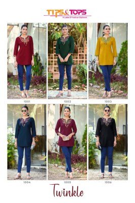 Tips and Tops Twinkle Heavy Rayon 18kg Western Short Kurtis kurtis catalogs