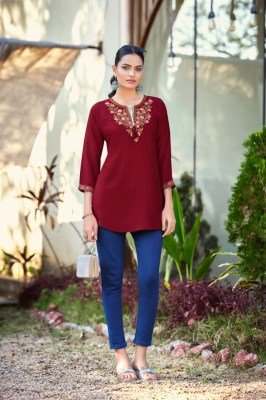 Tips and Tops Twinkle Heavy Rayon 18kg Western Short Kurtis kurtis catalogs