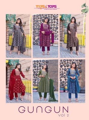 Tips and Tops by Gungun reyon heavy embroidered readymade suit catalogue at amaviexpo readymade suit catalogs