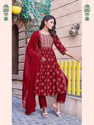 Tips and Tops by Gungun reyon heavy embroidered readymade suit catalogue at amaviexpo readymade suit catalogs