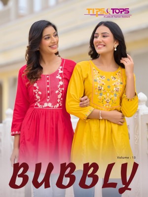Tips and tops Bublly vol 13 Heavy reyon embroidered fancy western wear top catalogue at low rate Tips and tops