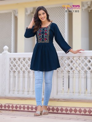 Tips and tops Bublly vol 13 Heavy reyon embroidered fancy western wear top catalogue at low rate western wear catalogs