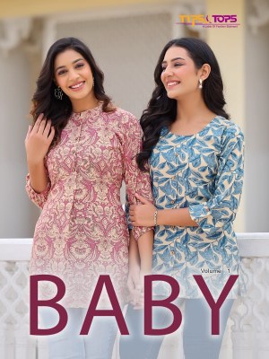 Tips and tops by Baby heavy reyon embroidered printed short tops catalogue at low rate Tips and tops