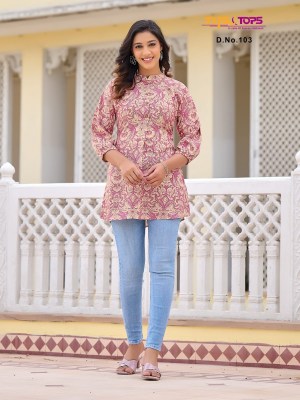 Tips and tops by Baby heavy reyon embroidered printed short tops catalogue at low rate western wear catalogs