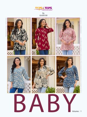 Tips and tops by Baby heavy reyon embroidered printed short tops catalogue at low rate western wear catalogs