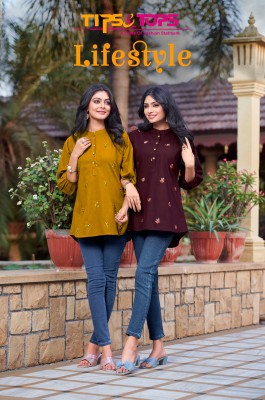 Tips and tops by Lifestyle premium cotton flex readymade western top catalogue Tips and tops