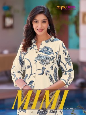 Tips and tops by MIMI heavy reyon printed A line kurti with pocket catalogue at affordable rate Tips and tops