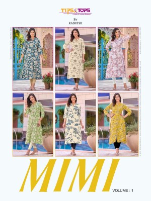 Tips and tops by MIMI heavy reyon printed A line kurti with pocket catalogue at affordable rate readymade suit catalogs