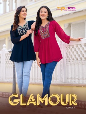 Tips tops by Glamour heavy georgette fancy western top catalogue at affordable rate  western wear catalogs