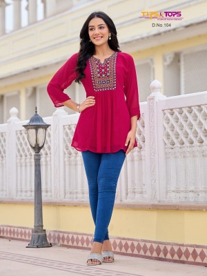 Tips tops by Glamour heavy georgette fancy western top catalogue at affordable rate  western wear catalogs