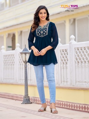 Tips tops by Glamour heavy georgette fancy western top catalogue at affordable rate  western wear catalogs