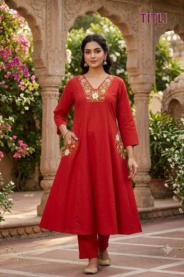 Titli Dhabu Cotton Kurti Set Size wise Combo Set