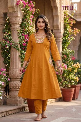 Titli Dhabu Cotton Kurti Set Size wise Combo Set