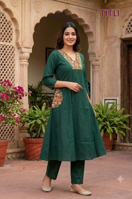 Titli Dhabu Cotton Kurti Set Size wise Combo Set