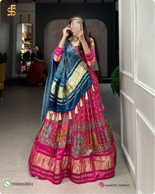 Traditional Elegance with a Modern Twist Gaji Silk Lehenga Choli Digital Print Perfection with Lagadi Patta Unstitched Blouse Wholesale Amavi