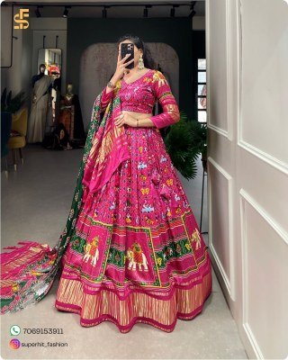 Traditional Elegance with a Modern Twist Gaji Silk Lehenga Choli Digital Print Perfection with Lagadi Patta Unstitched Blouse Wholesale Amavi