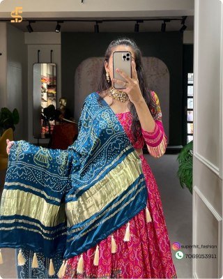 Traditional Elegance with a Modern Twist Gaji Silk Lehenga Choli Digital Print Perfection with Lagadi Patta Unstitched Blouse Wholesale lehenga choli