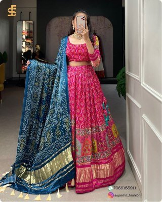 Traditional Elegance with a Modern Twist Gaji Silk Lehenga Choli Digital Print Perfection with Lagadi Patta Unstitched Blouse Wholesale lehenga choli