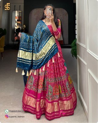 Traditional Elegance with a Modern Twist Gaji Silk Lehenga Choli Digital Print Perfection with Lagadi Patta Unstitched Blouse Wholesale lehenga choli