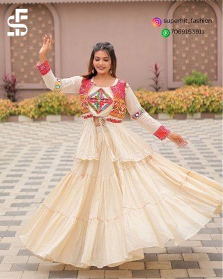 Traditional Gamathi Work Siya 120 White Colour Lehenga Choli Pure Cotton   Micro Cotton Inner with Mirror Lace Heavy Mirror And  Sikka Lace Wholesale  Amavi