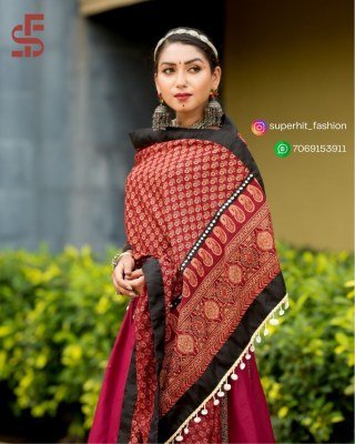Traditional Rajwadi Navratri Lehenga 7074 Maroon Colour Pure Cotton, Hand-Printed  Embellished Hand Printed And Decorated with Gotta And Cowrie Work W lehenga choli