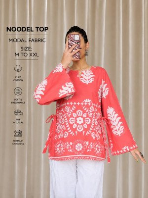Trending Noodle Strap Printed Top Collection Pure Cotton 20 Designs  kurtis catalogs