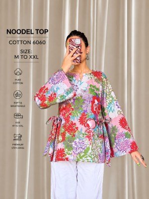 Trending Noodle Strap Printed Top Collection Pure Cotton 20 Designs  kurtis catalogs