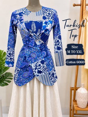 Trending Turkish Style Short Kurti Top Pure Cotton 60/60 Sizes M to XXL kurtis catalogs