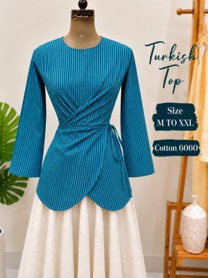 Trending Turkish Style Short Kurti Top Pure Cotton 60/60 Sizes M to XXL kurtis catalogs